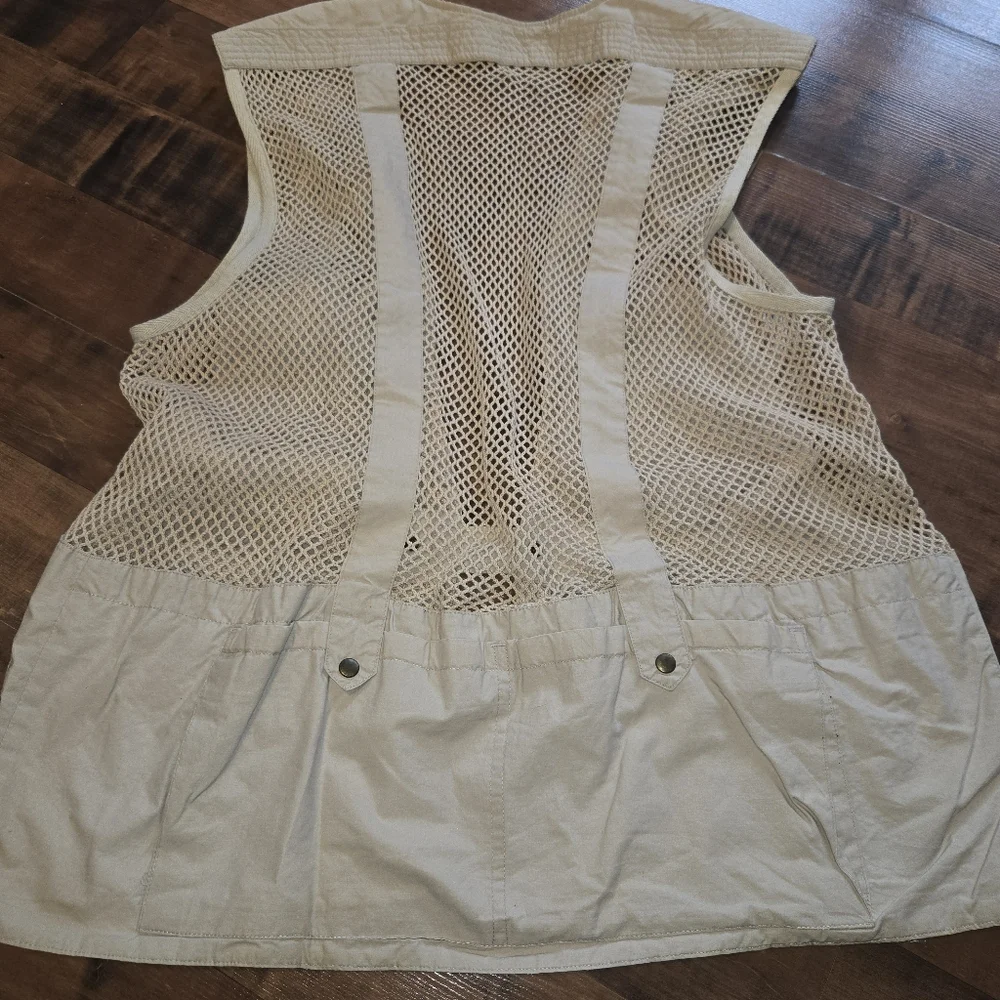 Vintage Safari Fishing Vest Khaki [Large] Pockets Sportsman Outdoorsman Camping